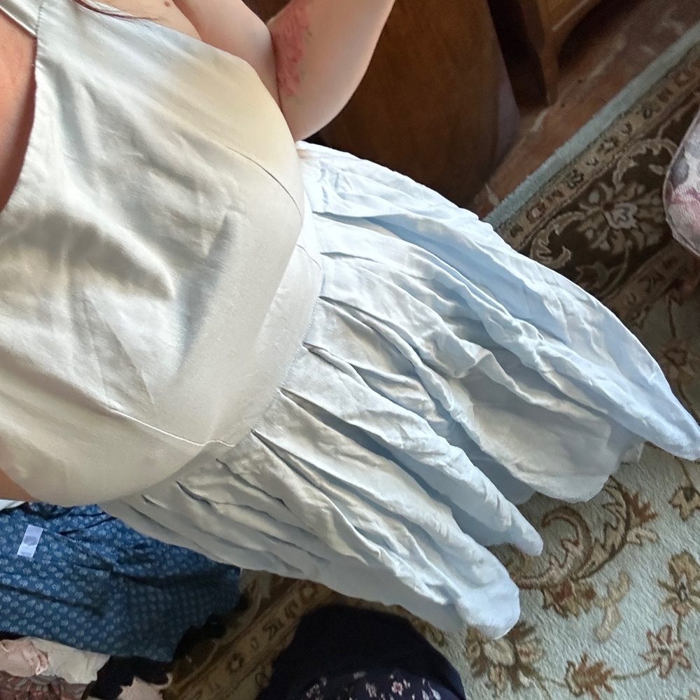 Lelasilk Pale Aqua full linen Maxi Dress - Picture 9 of 9